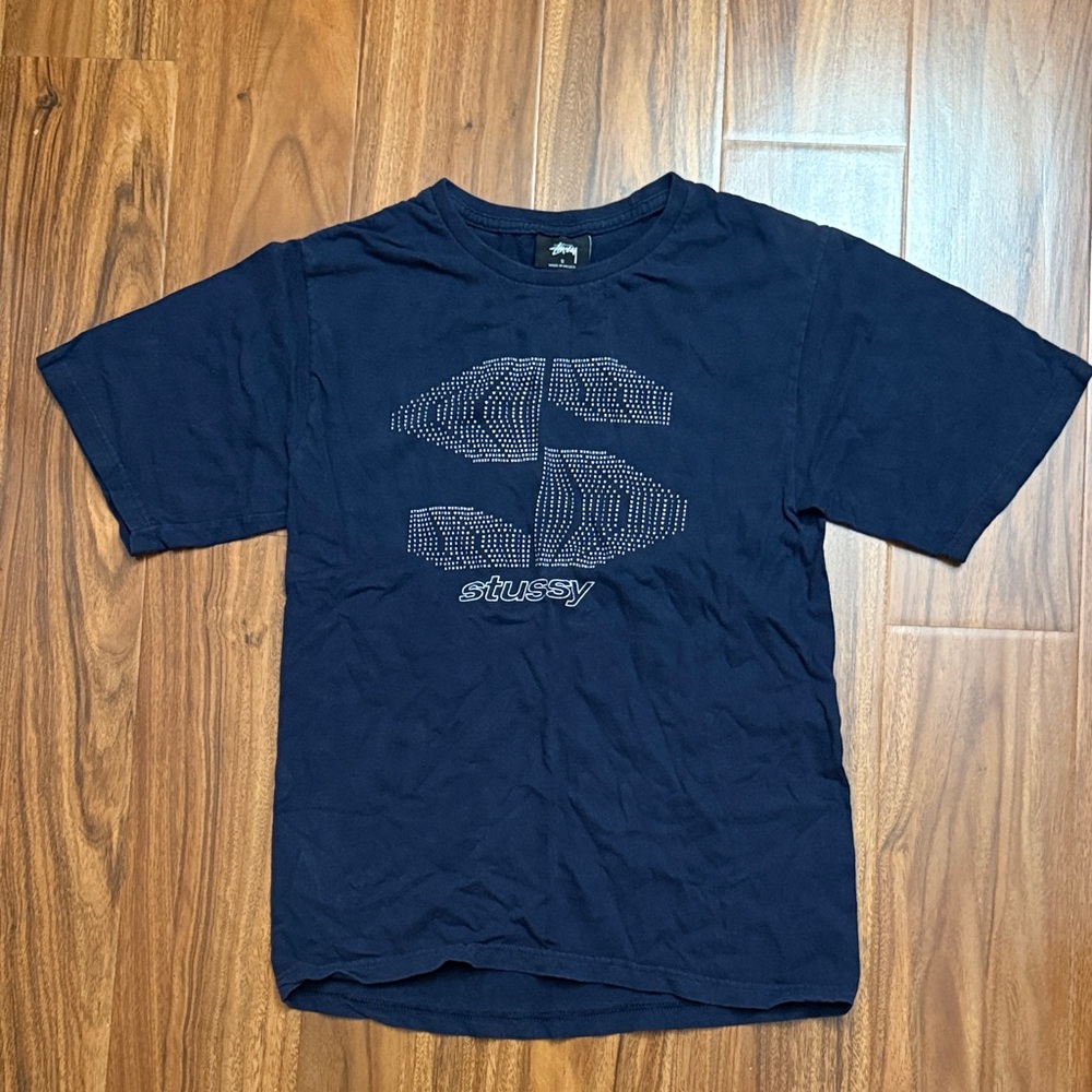 Stussy Dark Blue Tee with Graphic Design